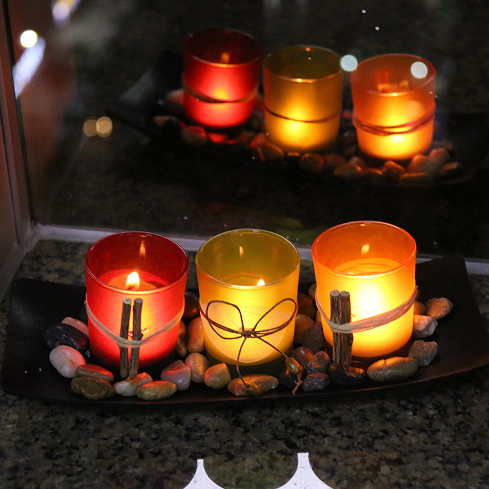 Home Bar And Restaurant - 3Pcs Glass Candlestick European Style Modern