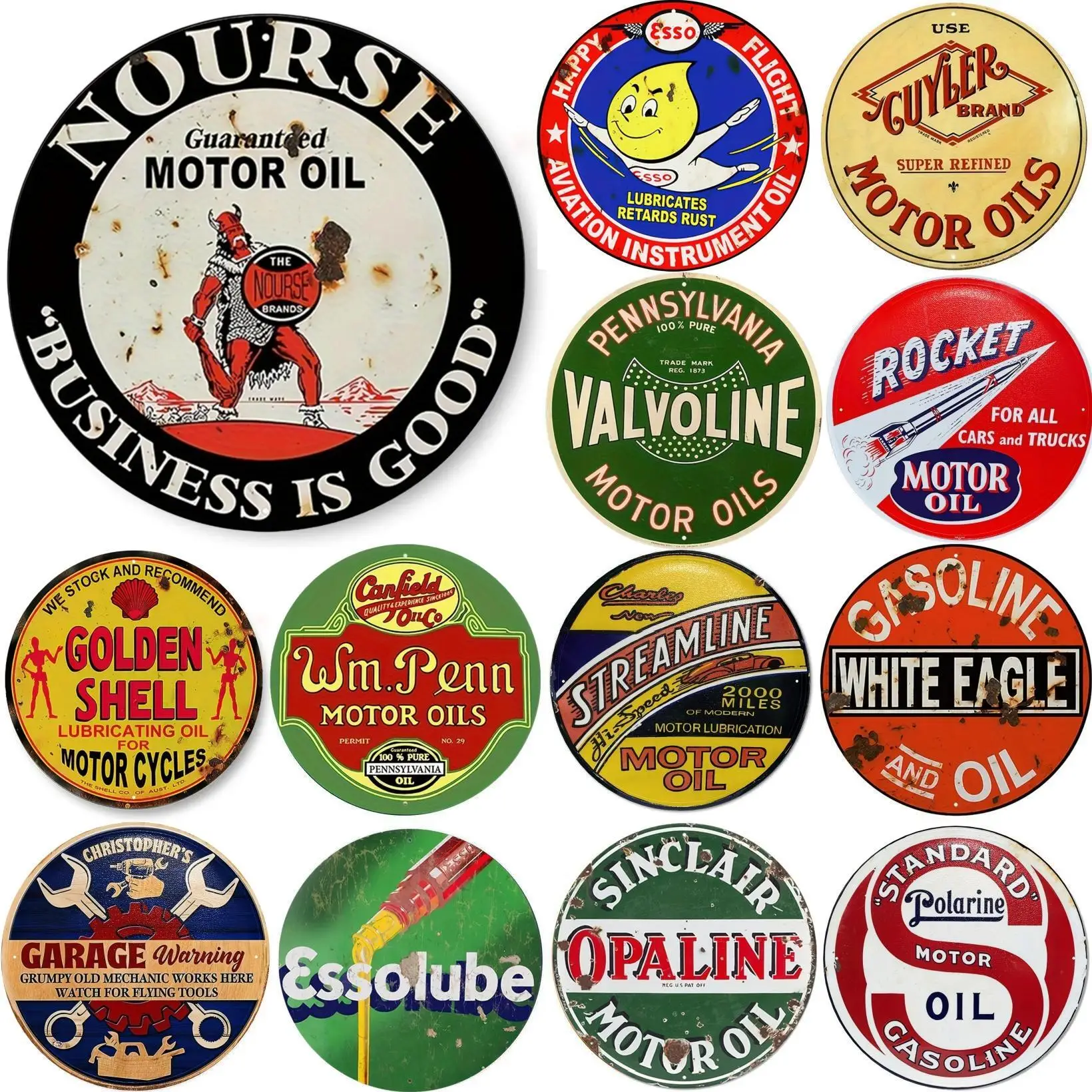 Vintage Motor Oil Sign Round M - Home Bar And Restaurant avis et prix