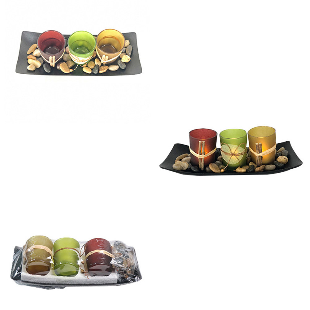 3Pcs Glass Candlestick Europea - Home Bar And Restaurant avis et prix