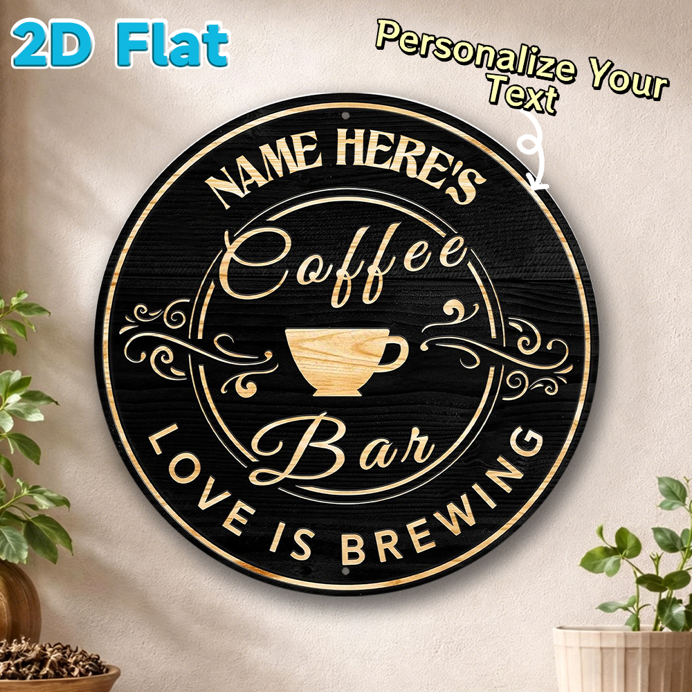 Custom Name Coffee Bar Round M - Home Bar And Coffee avis et prix