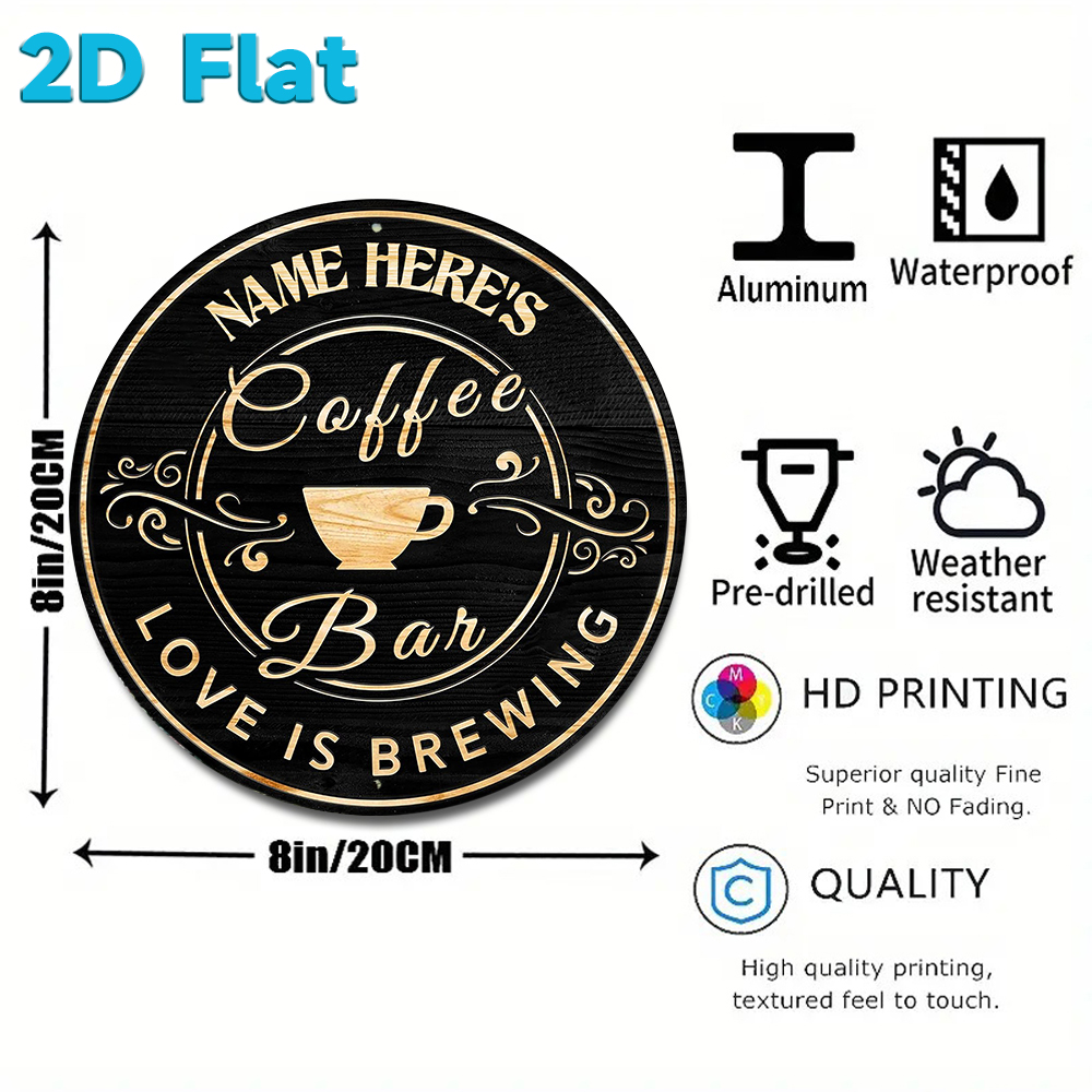 Custom Name Coffee Bar Round M - Home Bar And Coffee avis et prix