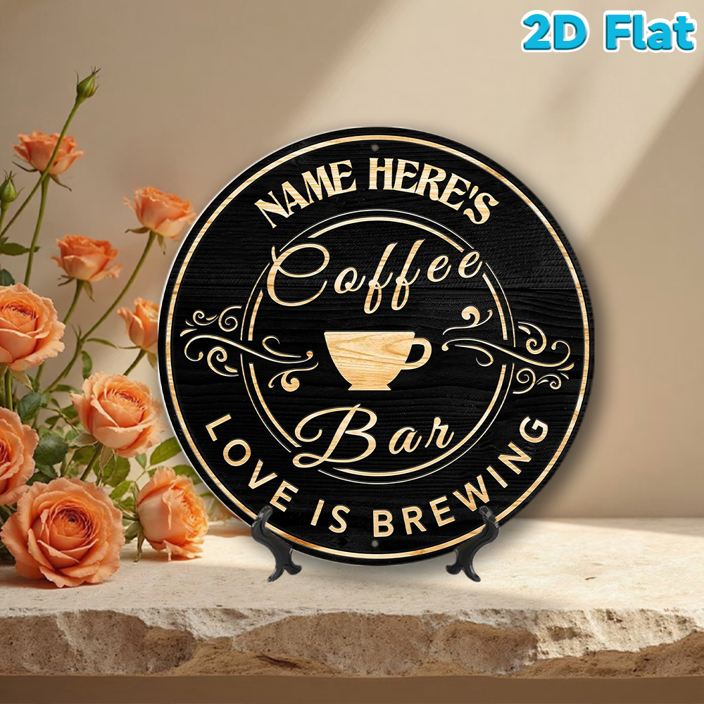 Custom Name Coffee Bar Round M - Home Bar And Coffee avis et prix