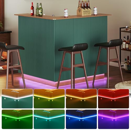Green Fluted L-Shape Corner Ba - Home Bar And Fridge avis et prix