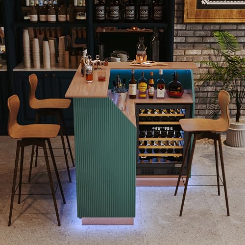 Green Fluted L-Shape Corner Ba - Home Bar And Fridge avis et prix
