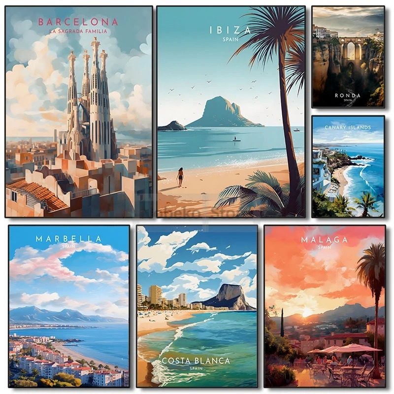 Spain Travel Poster Barcelona  - Home Barcelona avis et prix