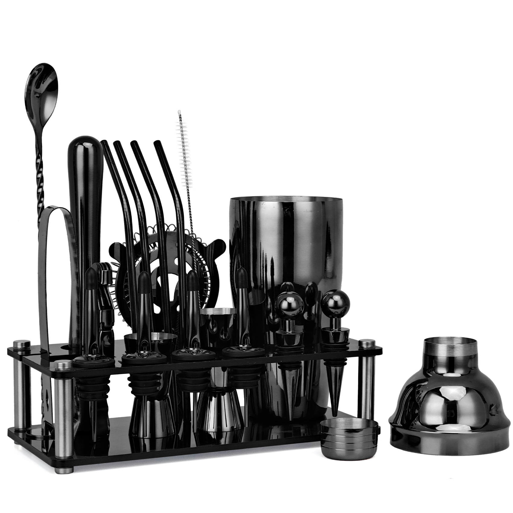 20pcs Black/Rose Gold/Silver 8 - Boston Shaker Set avis et prix