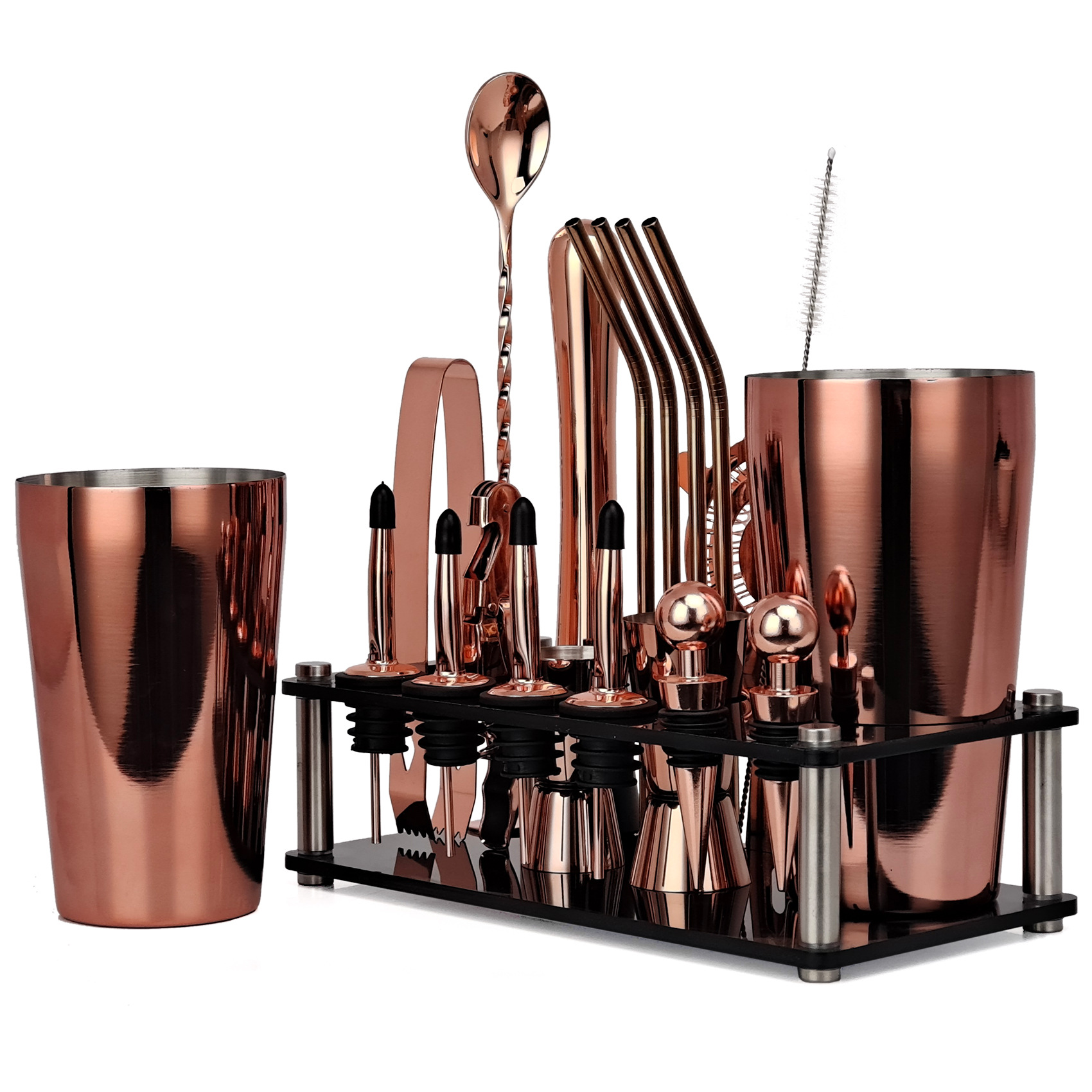 20pcs Black/Rose Gold/Silver 8 - Boston Shaker Set avis et prix