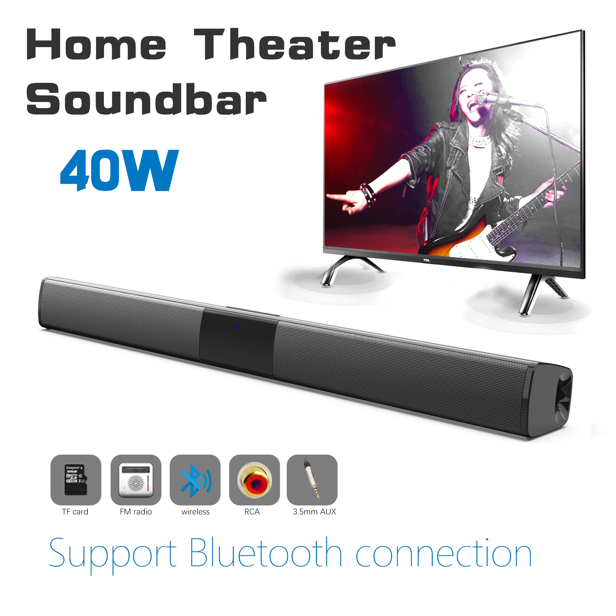 40W High Power Soundbar for TV - Home Bar And Theater avis et prix