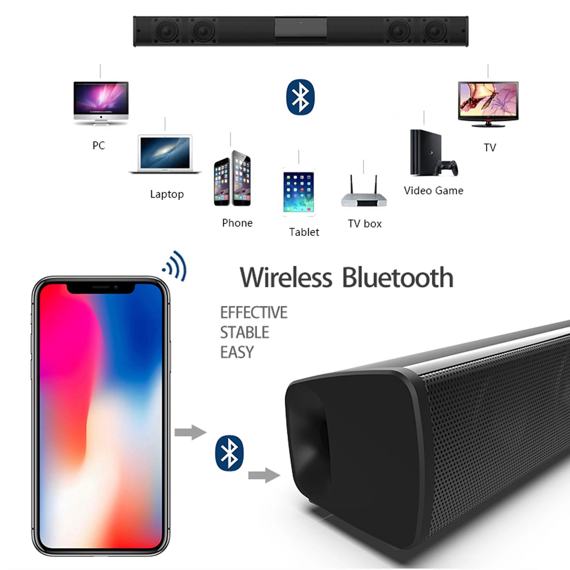 40W High Power Soundbar for TV - Home Bar And Theater avis et prix