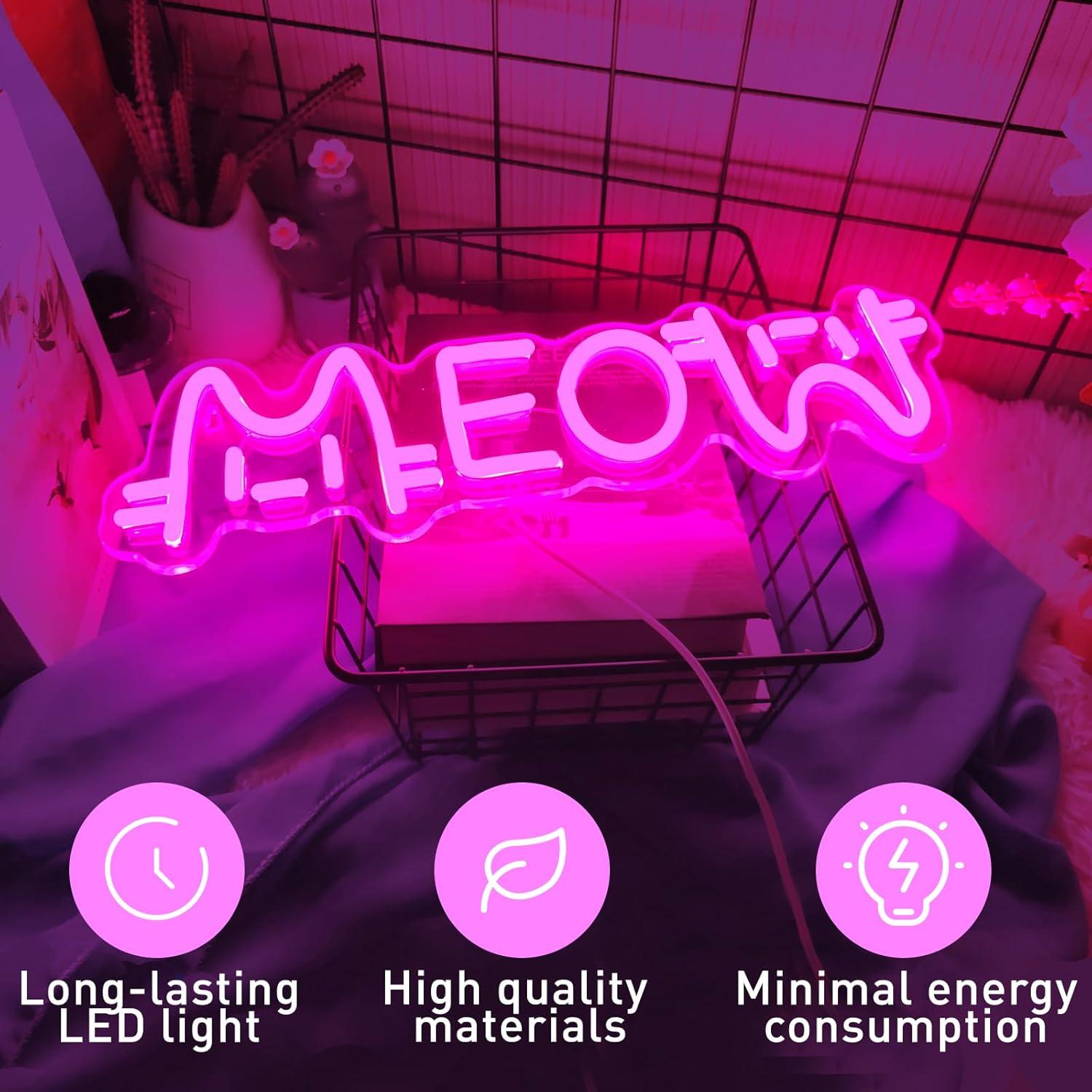 Meow Neon Sign Cat USB Powered - Home Bar And Restaurant avis et prix