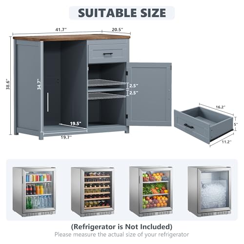 Farmhouse-Style 41.7 Inch Blue - Home Bar And Fridge avis et prix
