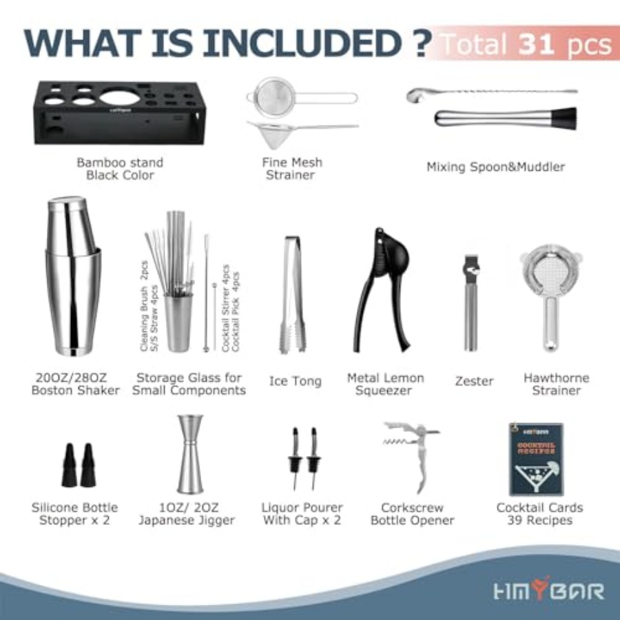 ® Bartender Kit with Bamboo St - Boston Shaker Set avis et prix