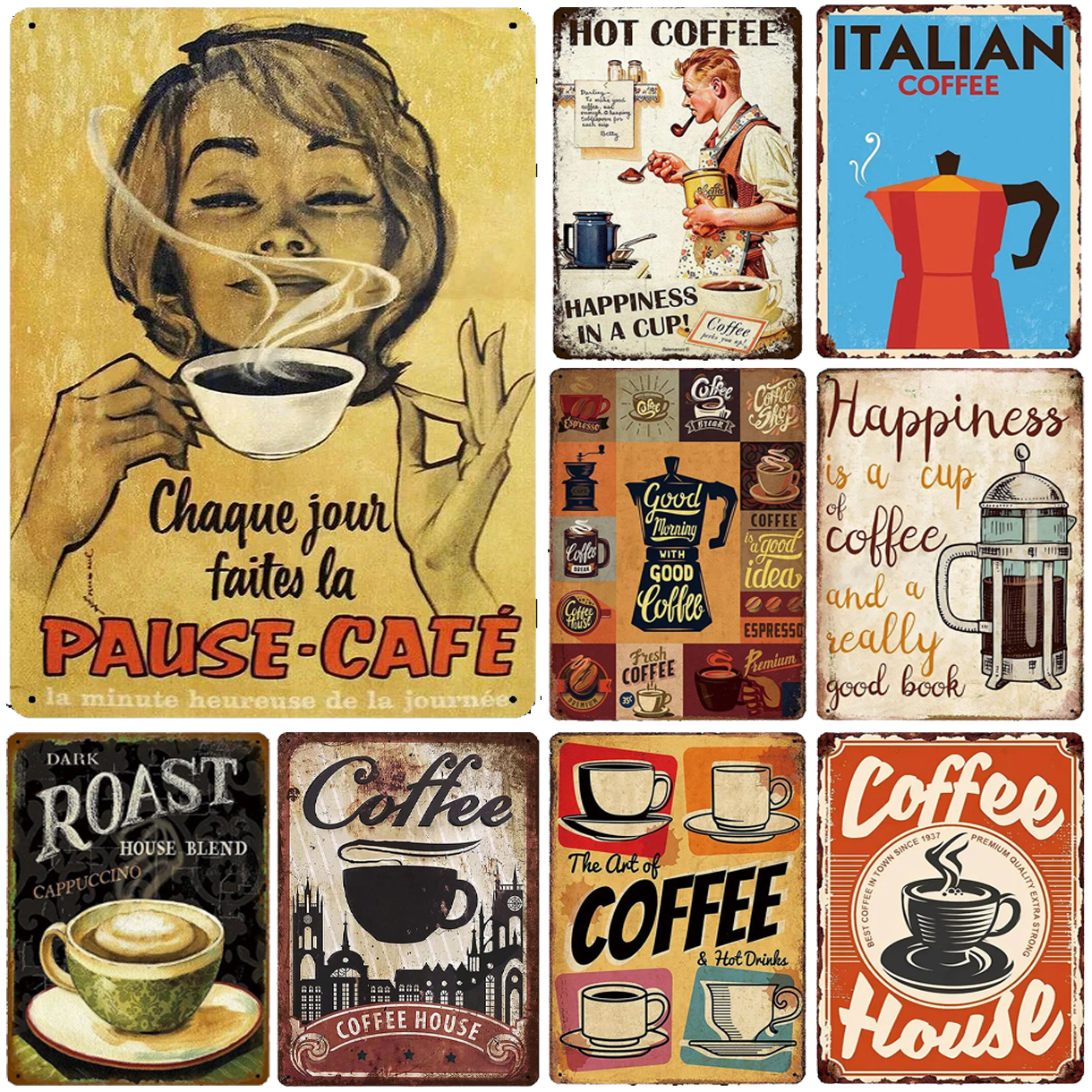 Metal Tin Signs Italian Coffee - Home Bar And Coffee avis et prix